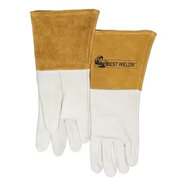 120-TIG Capeskin Welding Gloves, White/Tan, 4 in Gauntlet, Unlined