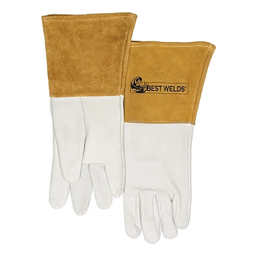 120-TIG Capeskin Welding Gloves, White/Tan, 4 in Gauntlet, Unlined