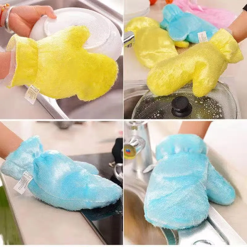 2372 Fiber Reusable Multipurpose Dishwashing Gloves Household Kitchen ( 1 pc )