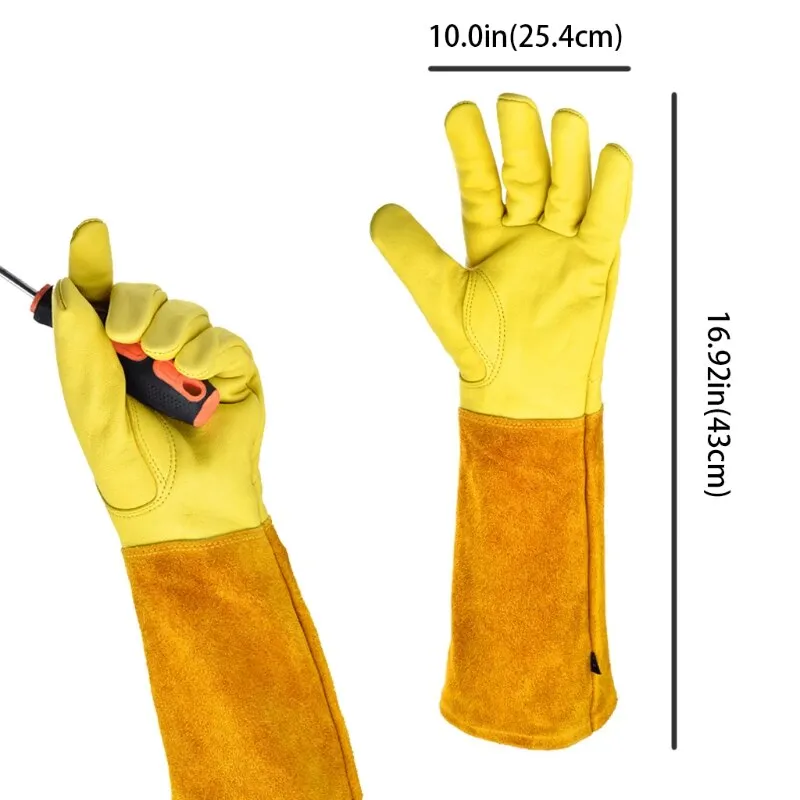 50LF Rose Pruning Gloves for Men and Women Long Thorn Proof Gardening Gloves Breathable Leather Gauntlet Best Garden Gift