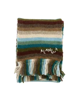 Alanui Striped Wool Scarf with Fringed Edges