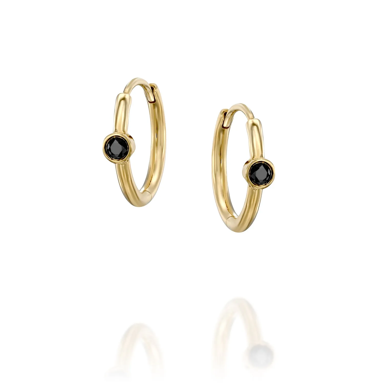 Alexis Hoop Gold Earring with Black Diamond