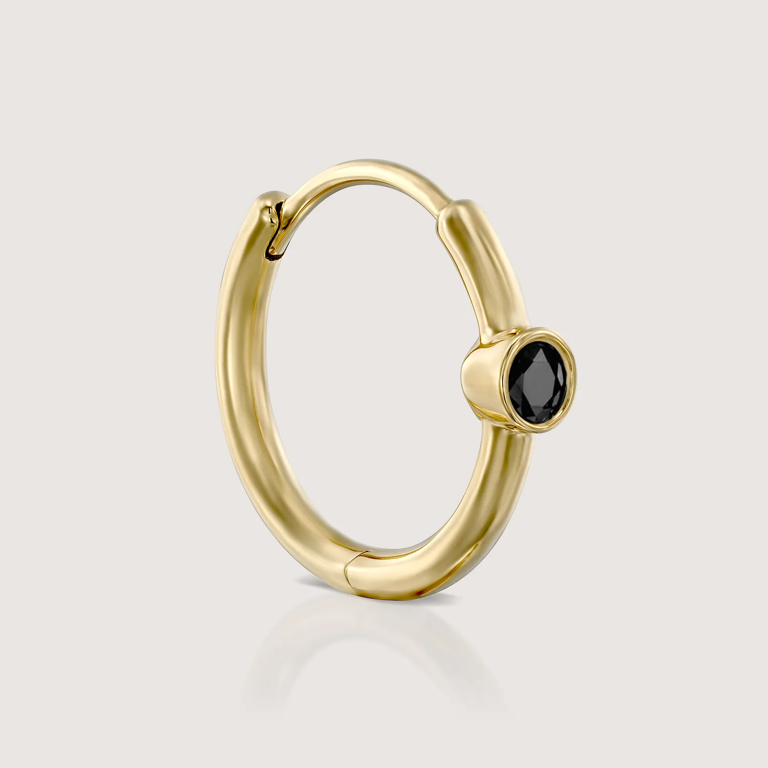 Alexis Hoop Gold Earring with Black Diamond