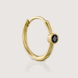 Alexis Hoop Gold Earring with Black Diamond