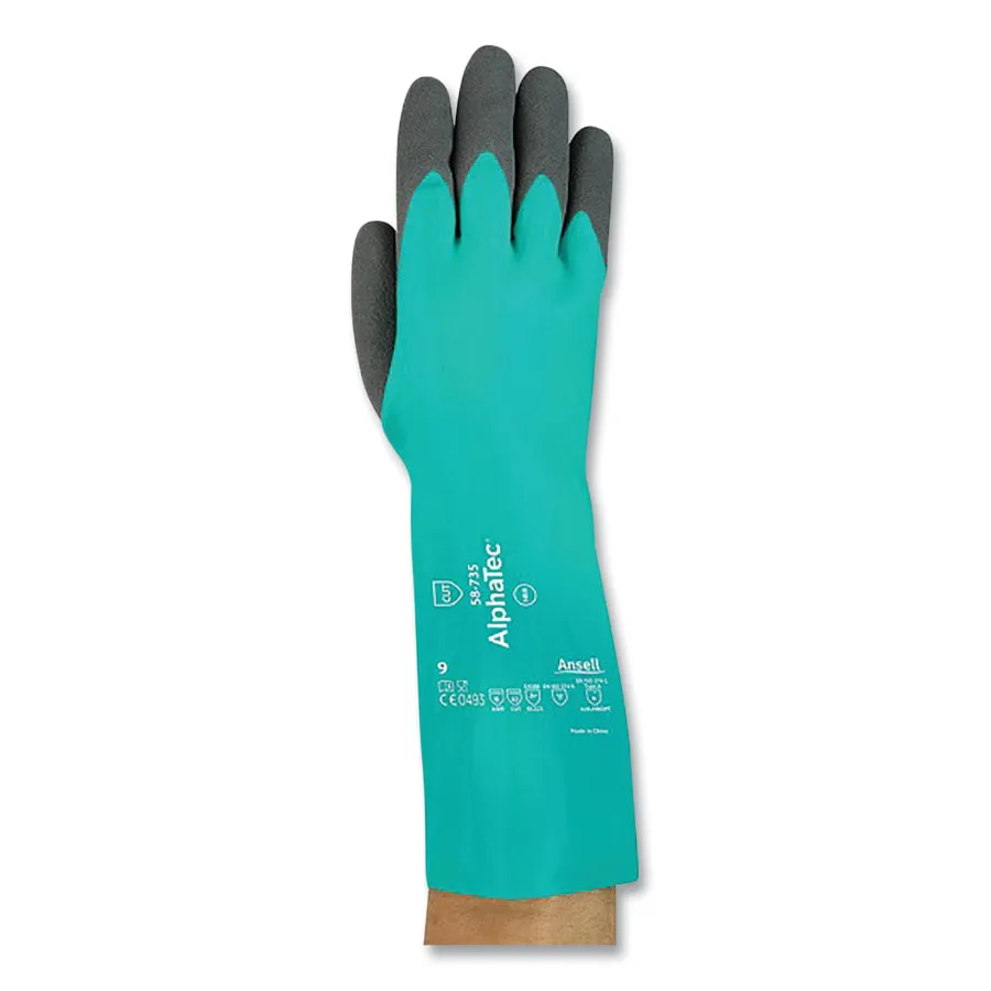 ALPHATEC 58-735 MED DUTY  CHEM RES 14" -  AlphaTec® 58-735 Cut and Chemical Resistant Gloves, Green, 72 PR/CA