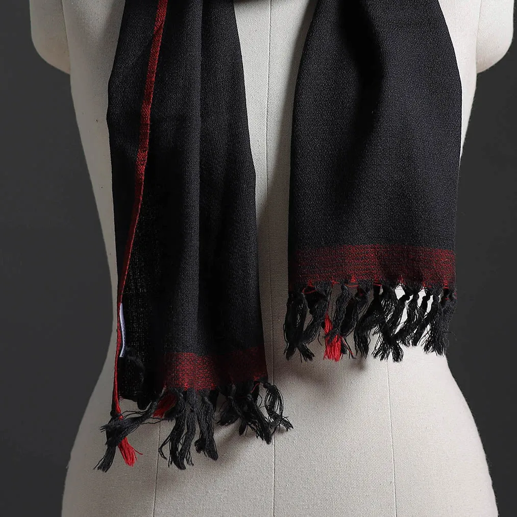 Black - Kumaun Handwoven Pure Merino Wool Scarf 237