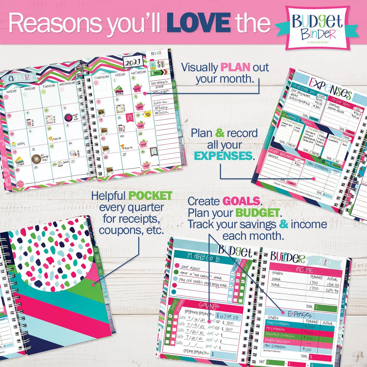 Budgeting Bundle | Budget Binder™ Financial Workbook   Mini Peek at the Week® Planner Pad   Sticker Set