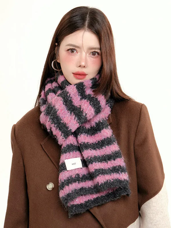 Contrast Color Keep Warm Striped Shawl&Scarf