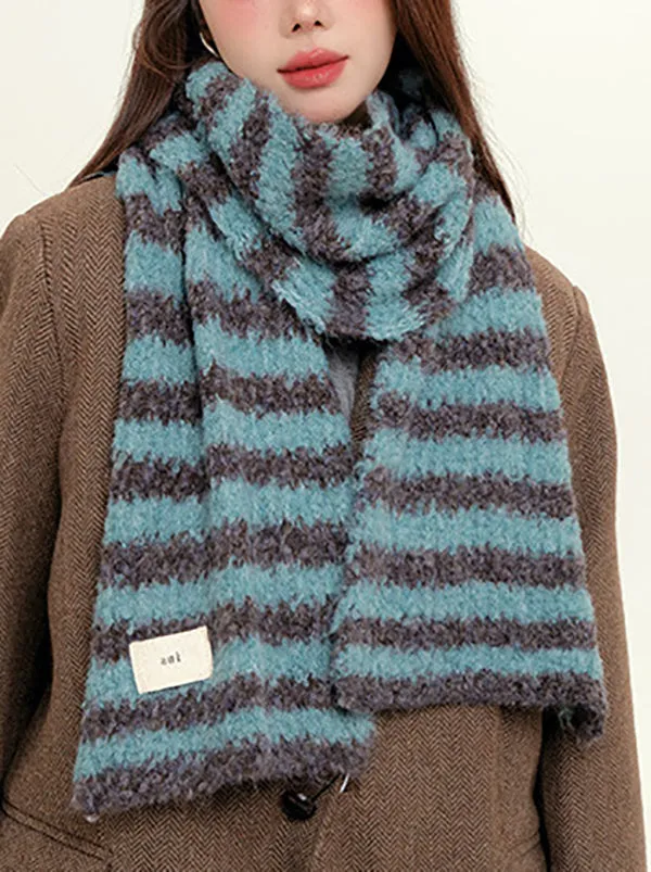 Contrast Color Keep Warm Striped Shawl&Scarf