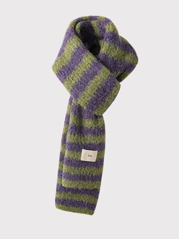 Contrast Color Keep Warm Striped Shawl&Scarf