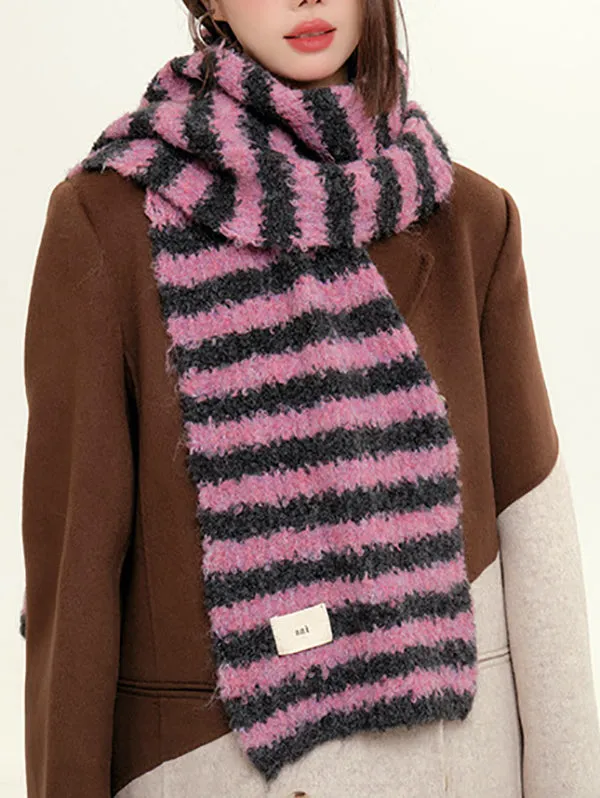 Contrast Color Keep Warm Striped Shawl&Scarf