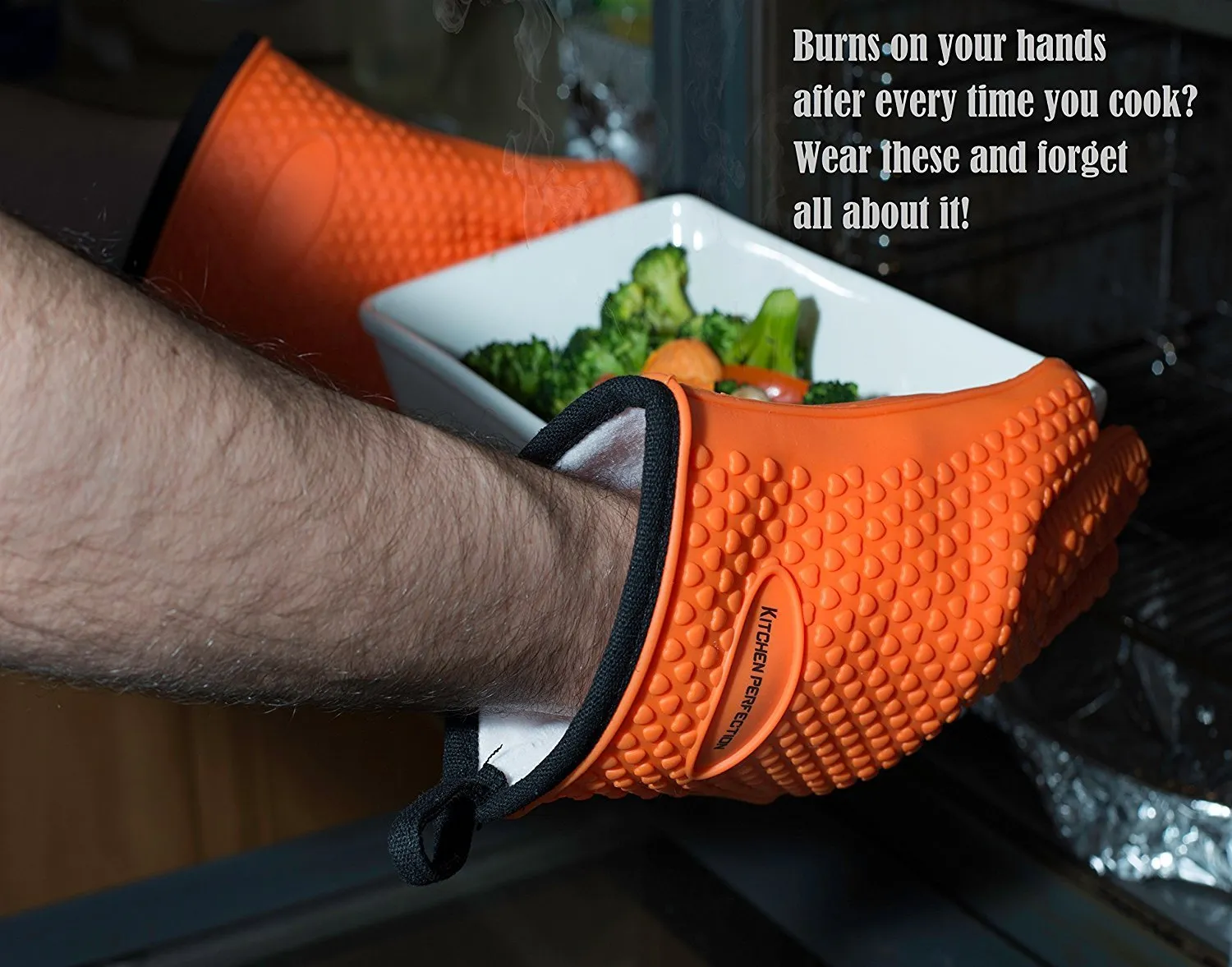 Cooking and Grilling Gloves for The Pro Chef|Extreme Cool and Heat Resistant|Oven Mitts for BBQ Smokers and Grillers.Washable Cotton Lining|Insulated|Waterproof| 2 Bonuses - 2 Sticky Hooks   eBook