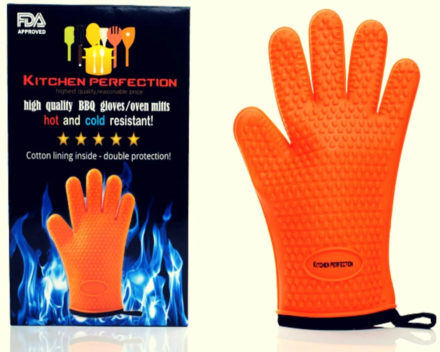 Cooking and Grilling Gloves for The Pro Chef|Extreme Cool and Heat Resistant|Oven Mitts for BBQ Smokers and Grillers.Washable Cotton Lining|Insulated|Waterproof| 2 Bonuses - 2 Sticky Hooks   eBook