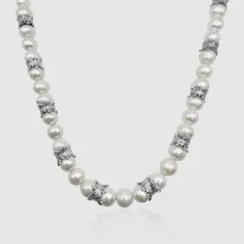 Crown Real Pearl Necklace (Silver)