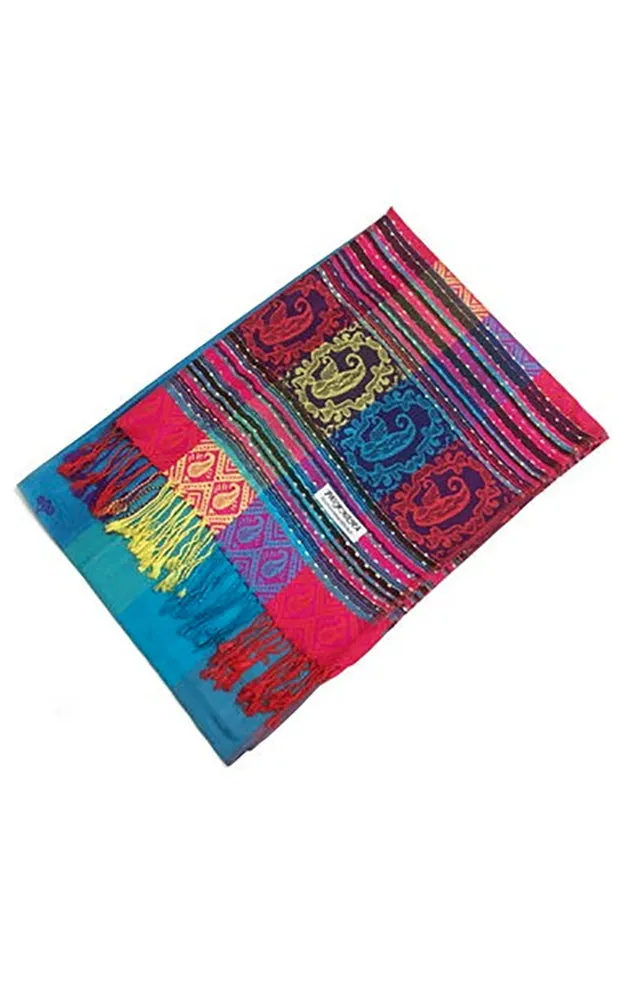 DBS056-7 Turquoise Rainbow Colorful Pashmina Shawl Scarf