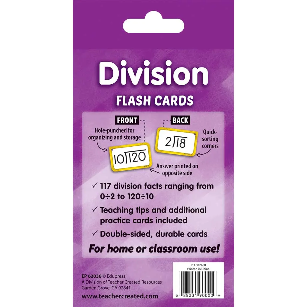 Division 0-12 Flash Cards