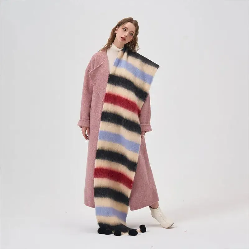 Dopamine Color Striped Shawl Winter