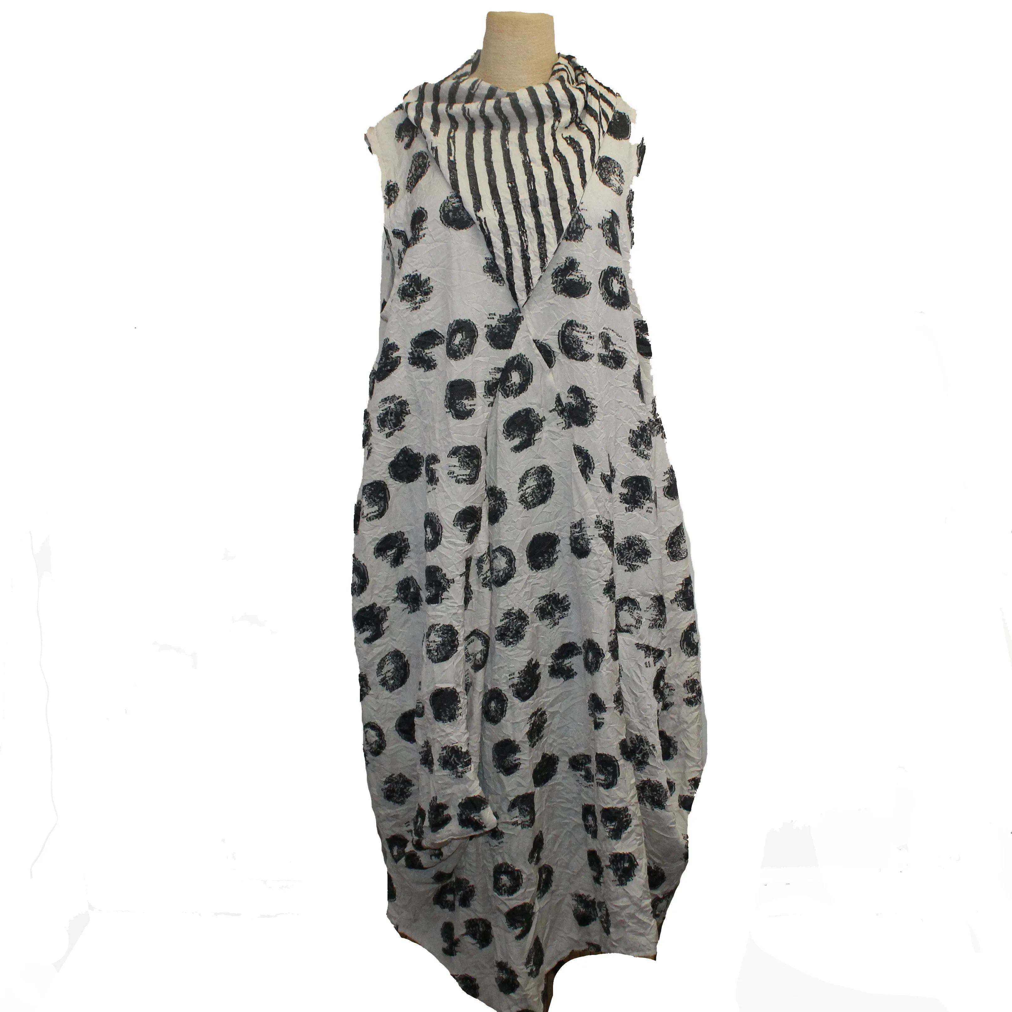 Dress To Kill Dress, White/Black, Stripe Scarf, M/L