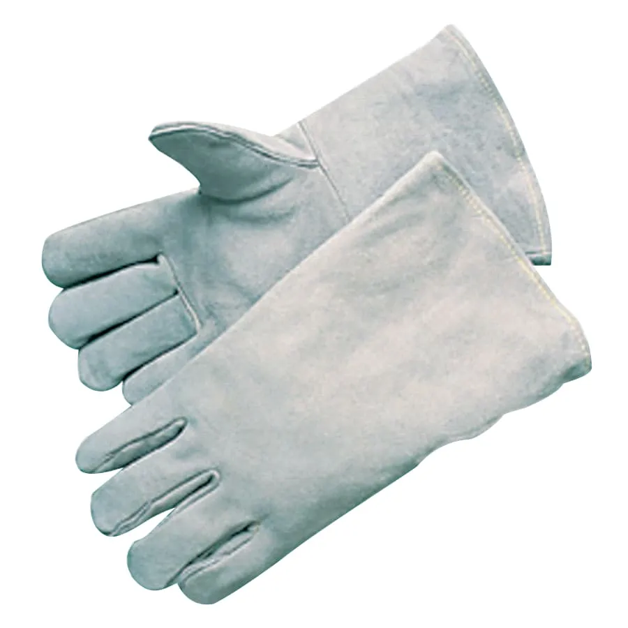 Economy Welding Gloves, Economy Shoulder Leather, Large, Gray, 4 in Gauntlet, Full Sock Lining, 1 Dozen