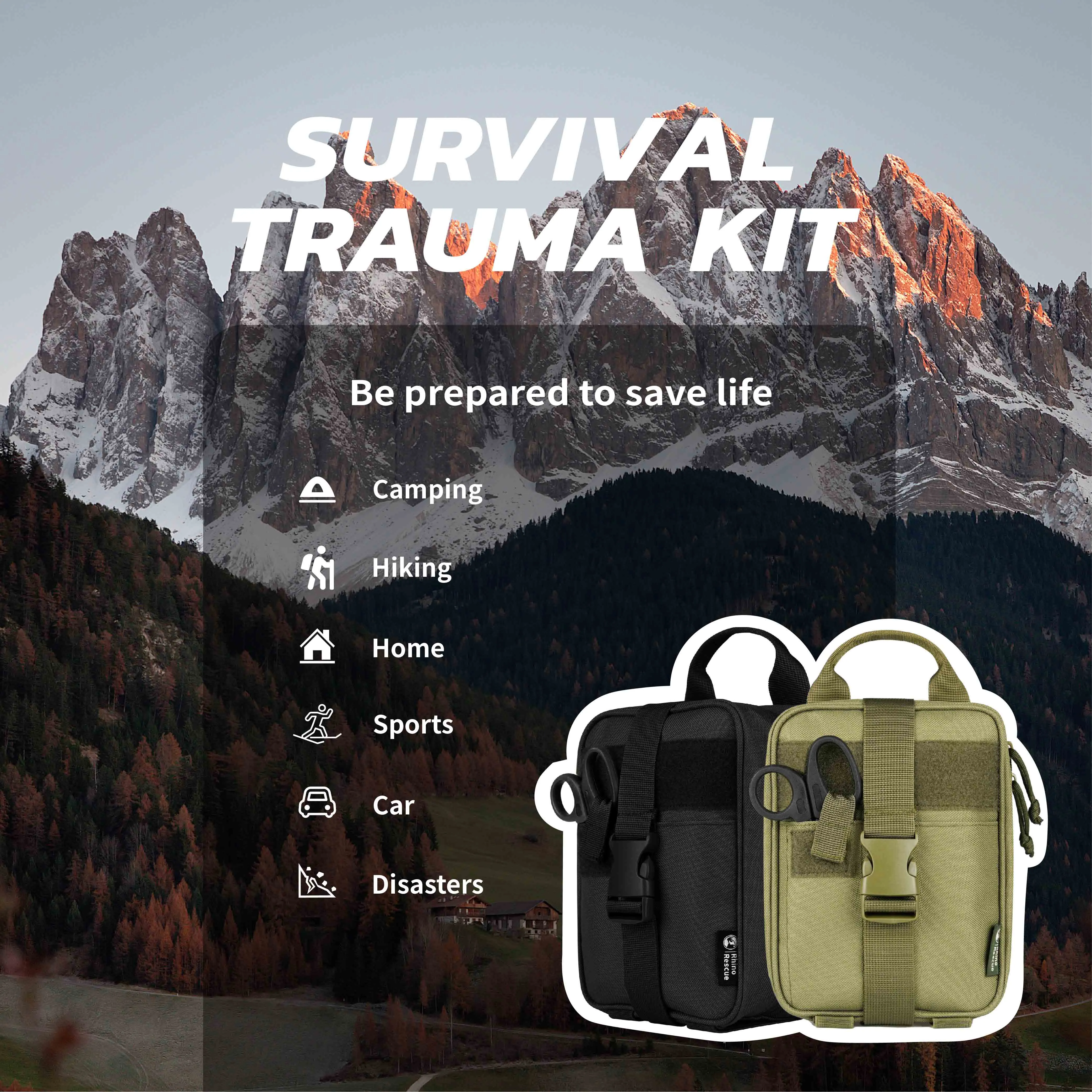 First Aid Survival Kit  with 20 EMT Items for Military Emergency Outdoors