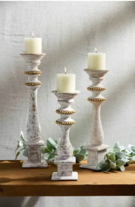 Gold Beaded Candlestick