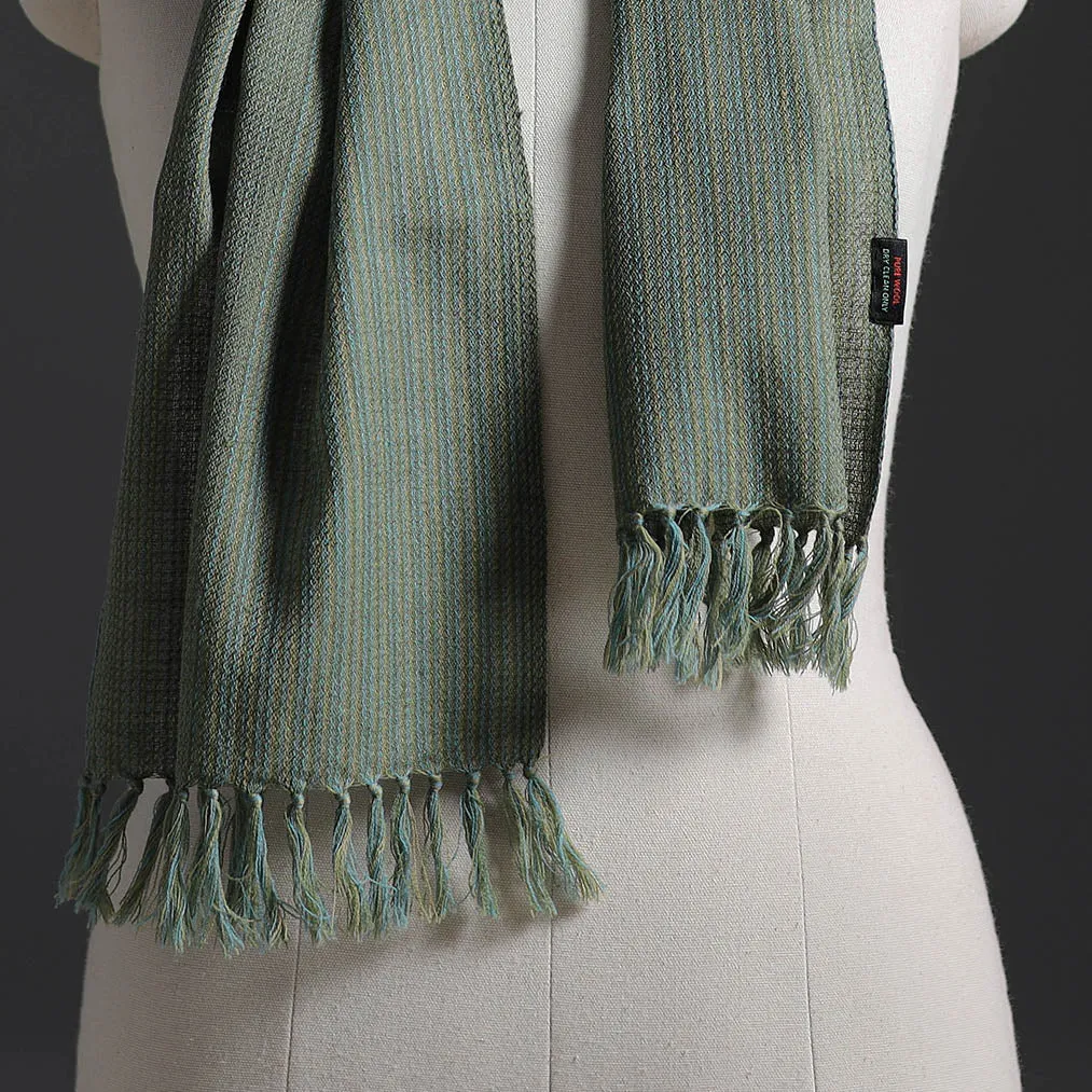 Green - Kumaun Handwoven Pure Merino Wool Scarf 234