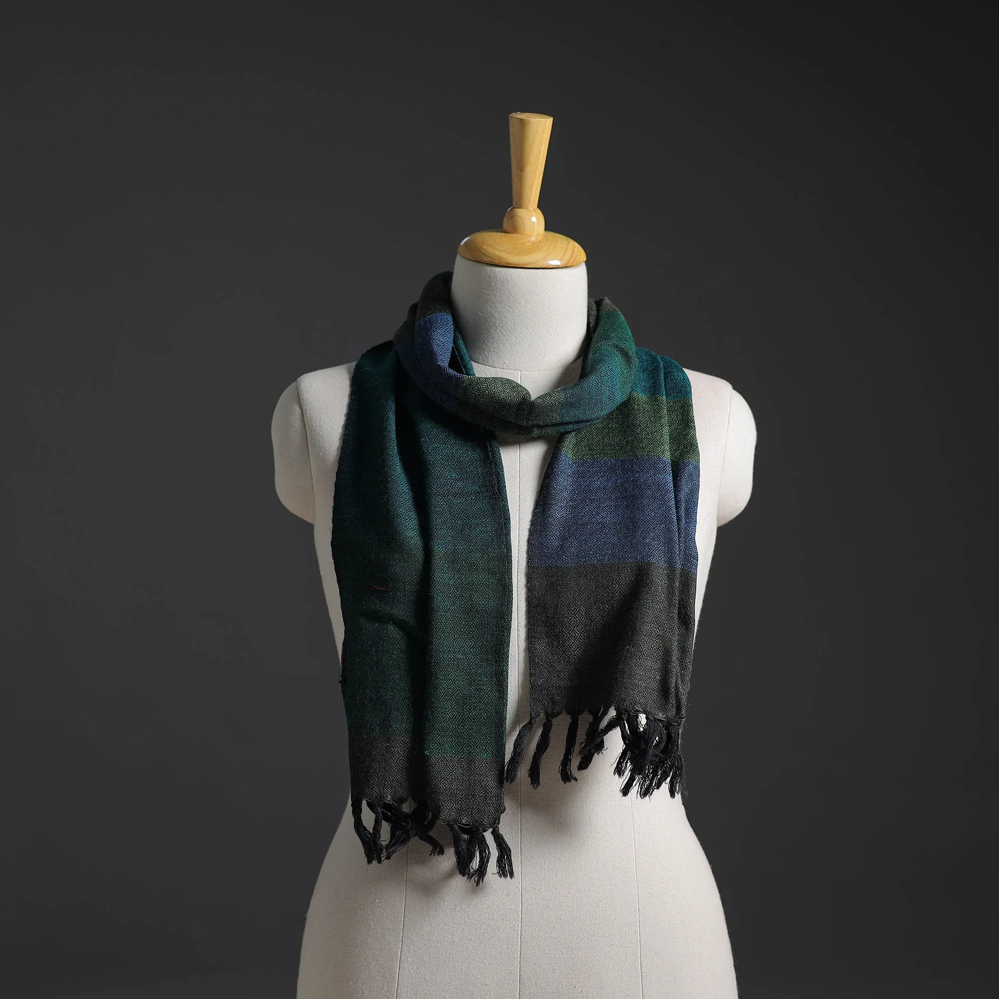 Green - Kumaun Handwoven Pure Merino Wool Scarf 262