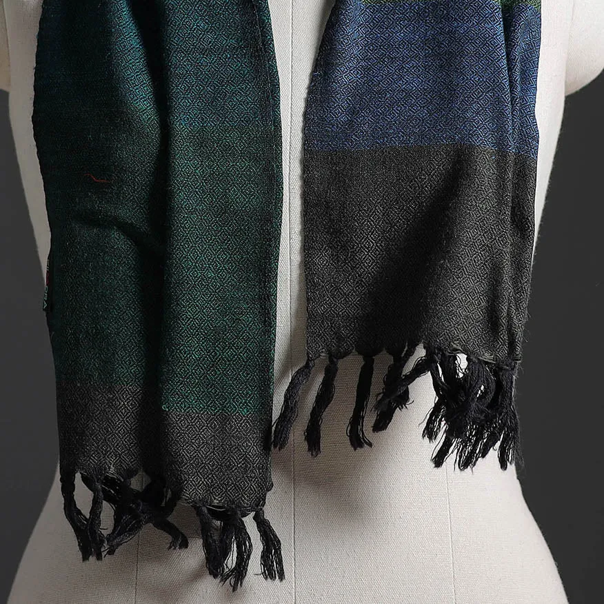 Green - Kumaun Handwoven Pure Merino Wool Scarf 262