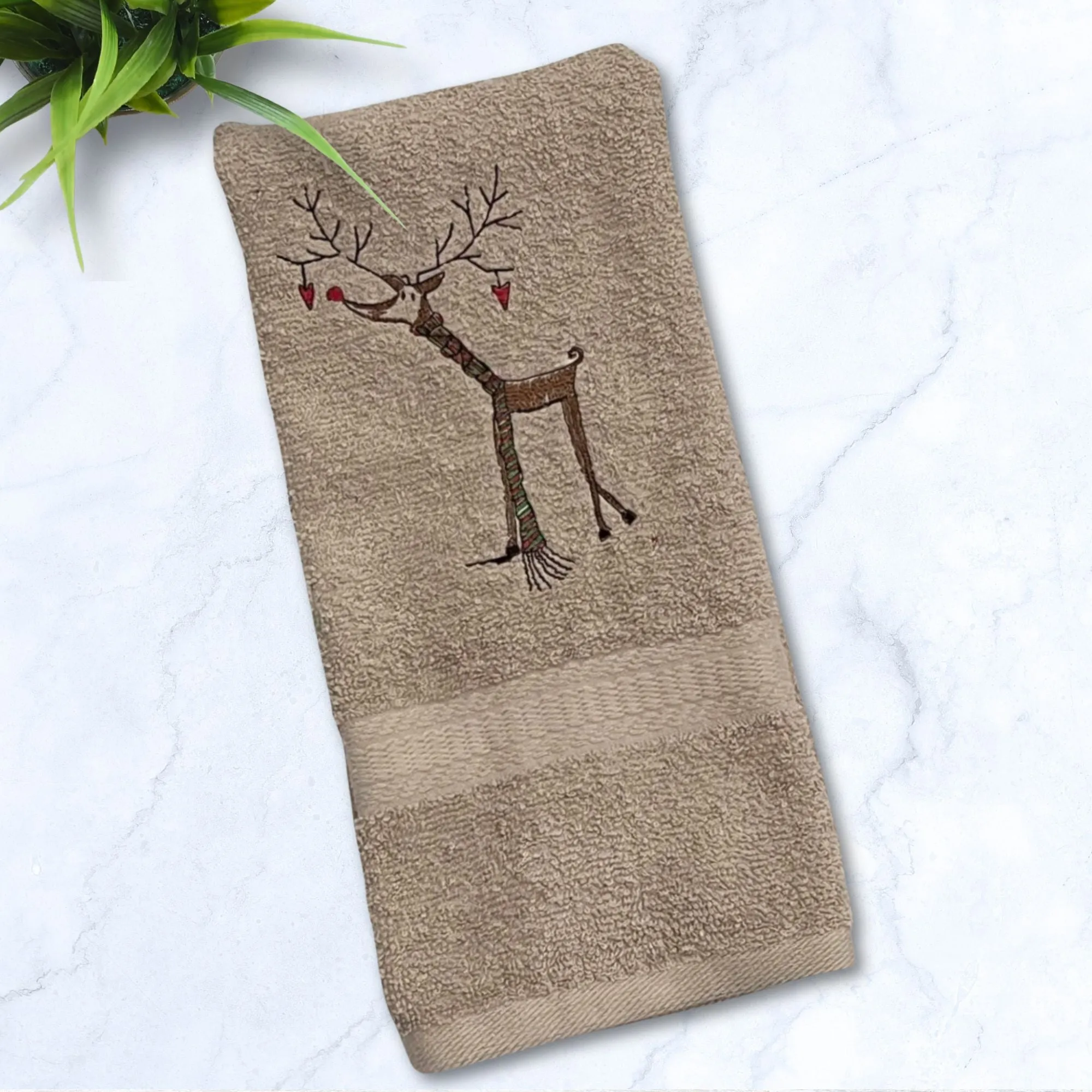 Grey-ndeer Reindeer Tan Hand Towel