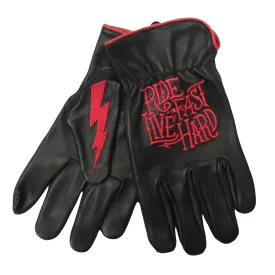 Hot Leathers GVD2002 Uni-Sex Black 'Bolt' Deer Skin Leather Gloves