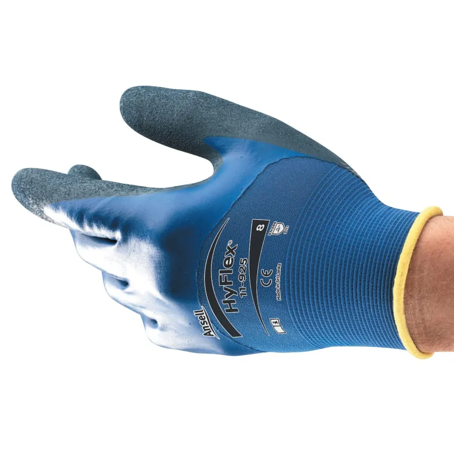 HyFlex® 11-925 Oil Repellent Gloves Nitrile/Spandex, Blue