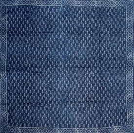 Indigo Blue Dabu Wax Batik Scarf Light Cotton 42 x 42