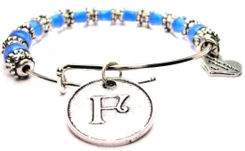 Initial P Circle 9mm Glass Beaded Single Bracelet