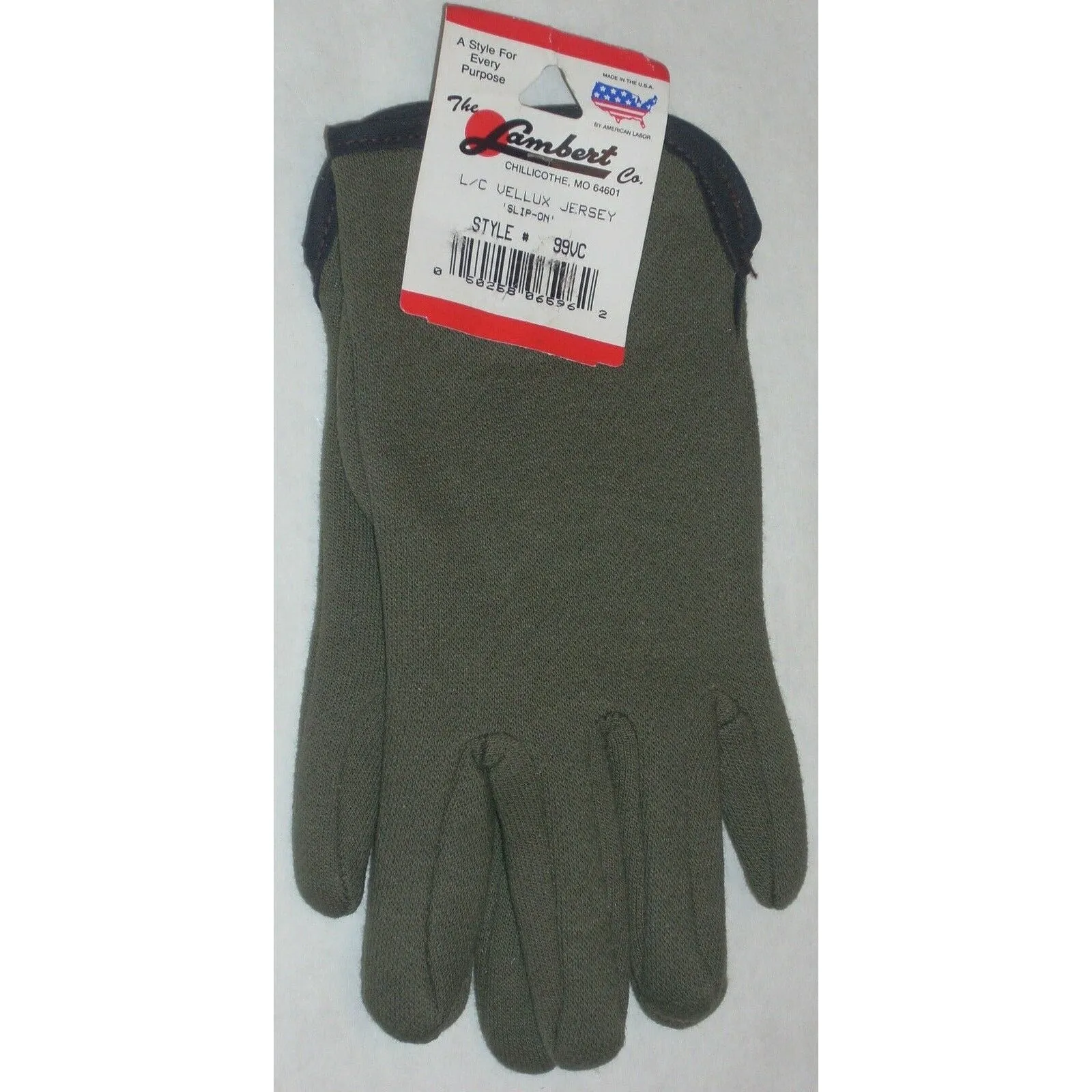 Lambert 99VC Green Vellux Jersey Gloves Slip On Wrist Ladies Cadets