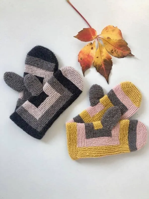 Log cabin mittens by Önling, knitting pattern