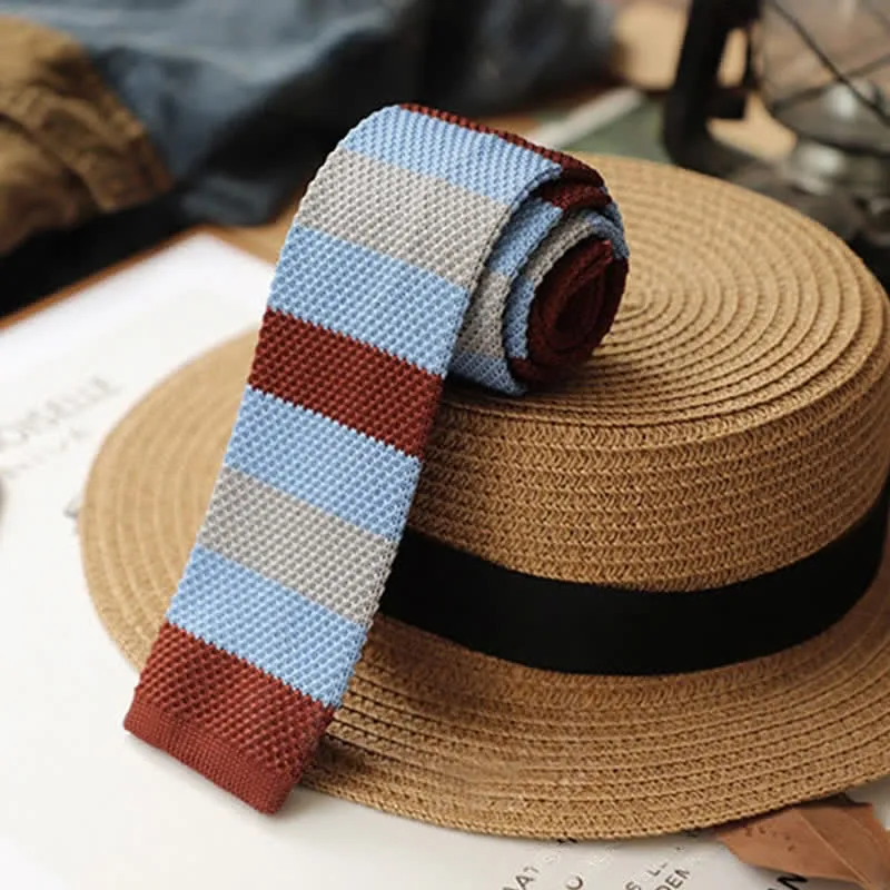 Men's Autumn Horizonal Striped Knitted Necktie