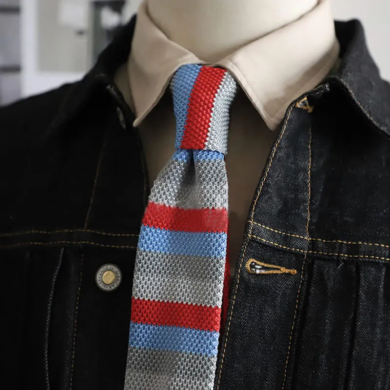 Men's Autumn Horizonal Striped Knitted Necktie