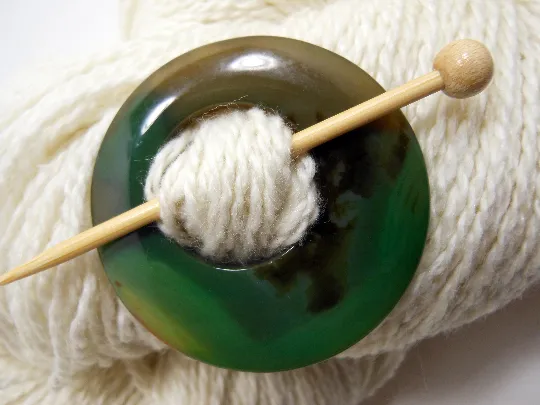 Natural Stone Shawl Pin ~ Green, Black, and Red Striped Agate #2680