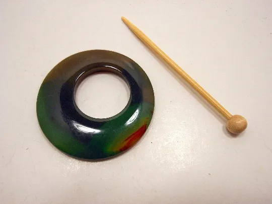 Natural Stone Shawl Pin ~ Green, Black, and Red Striped Agate #2680