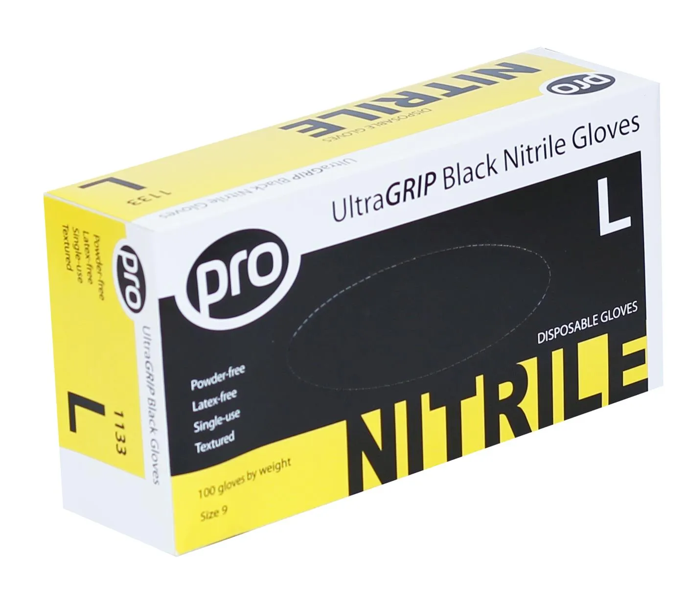 PRO UltraGRIP Black Nitrile Gloves Box of 100