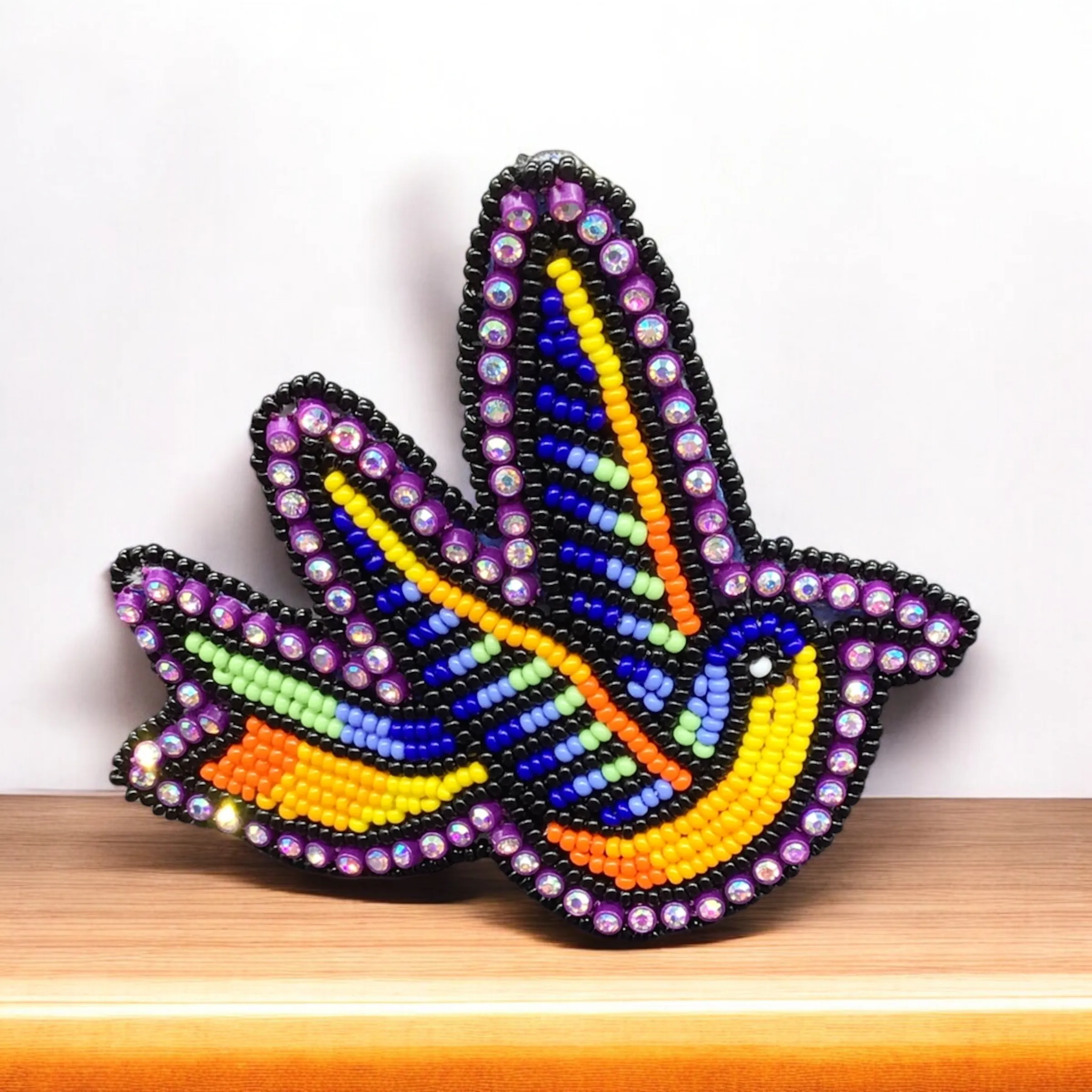 Purple Beaded Hummingbird Barrette