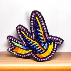 Purple Beaded Hummingbird Barrette