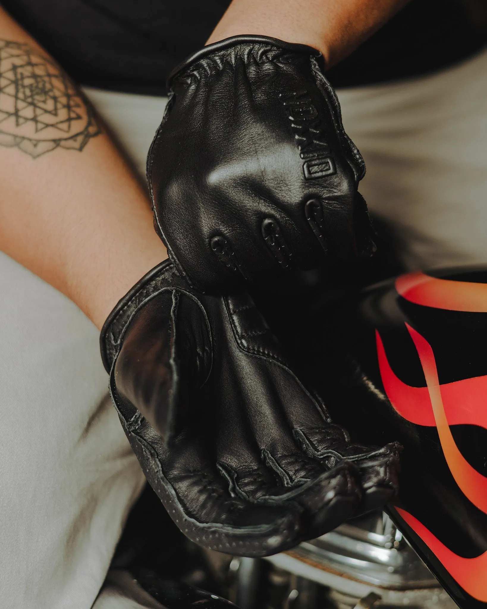 Roper Leather Moto Gloves - Black