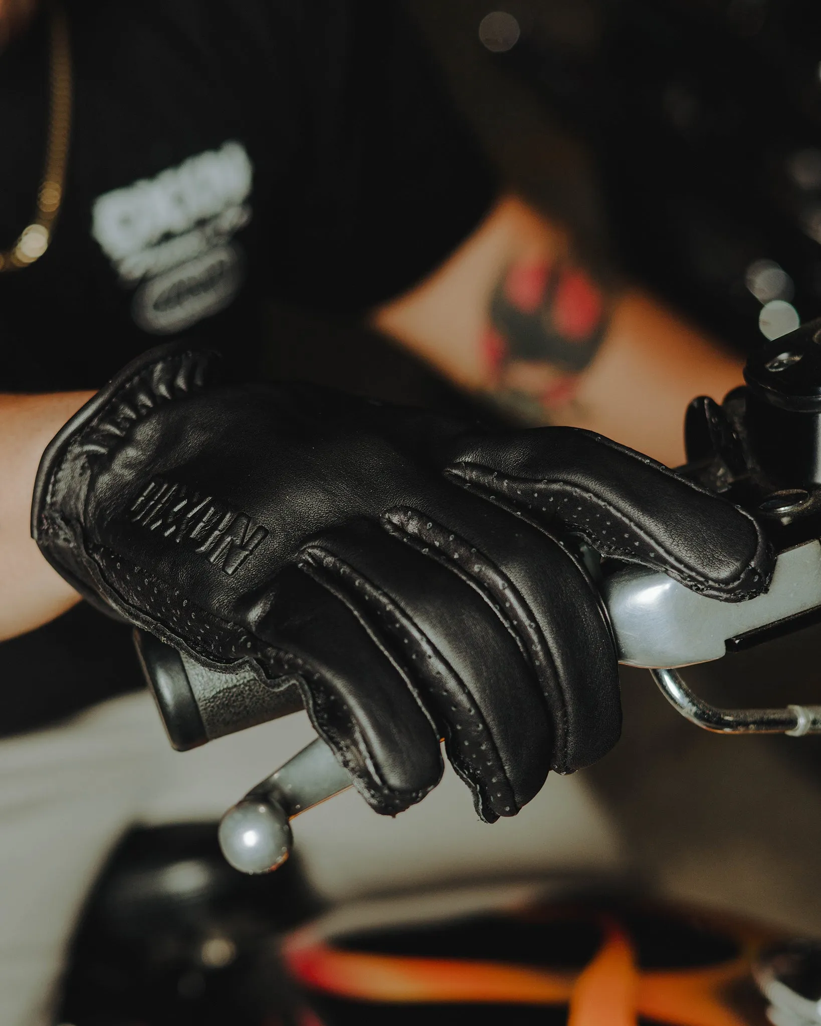 Roper Leather Moto Gloves - Black