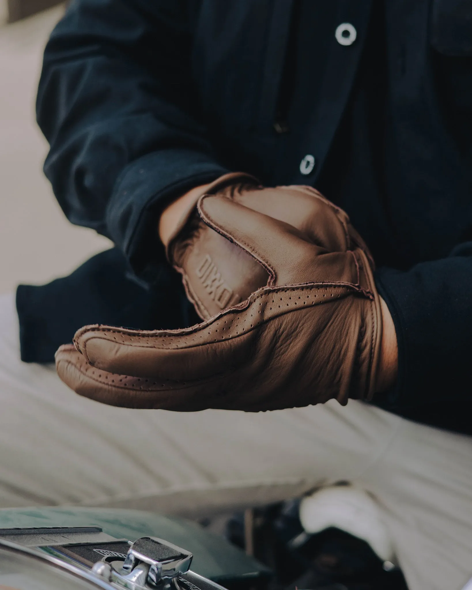 Roper Leather Moto Gloves - Brown