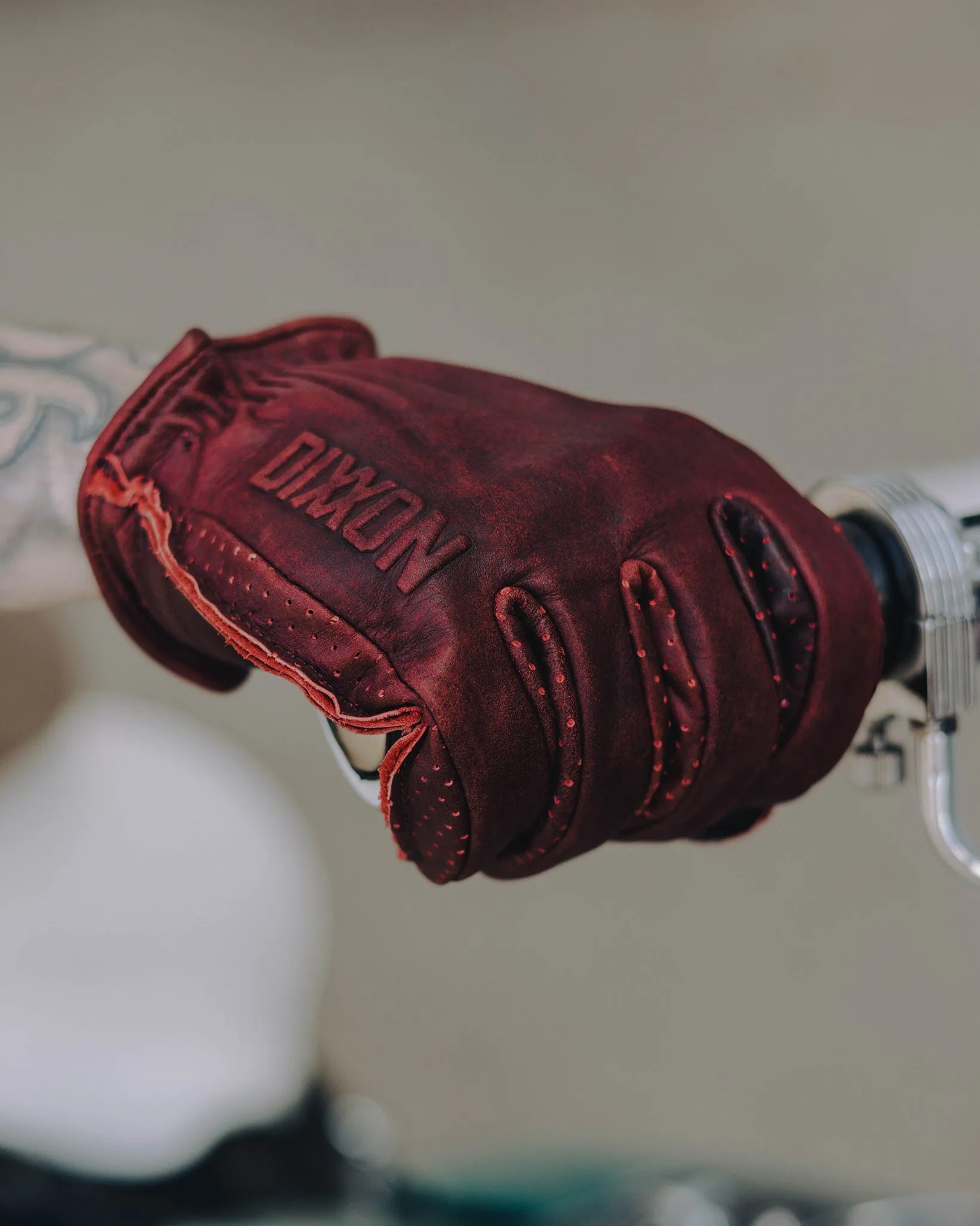 Roper Leather Moto Gloves - Oxblood