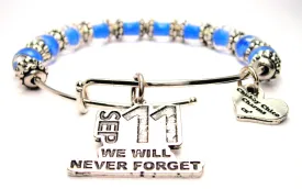 Sept 11 Never Forget 9mm Glass Beaded Single Bracelet