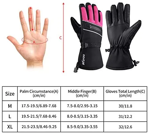 Ski Gloves Waterproof Winter Warm Gloves