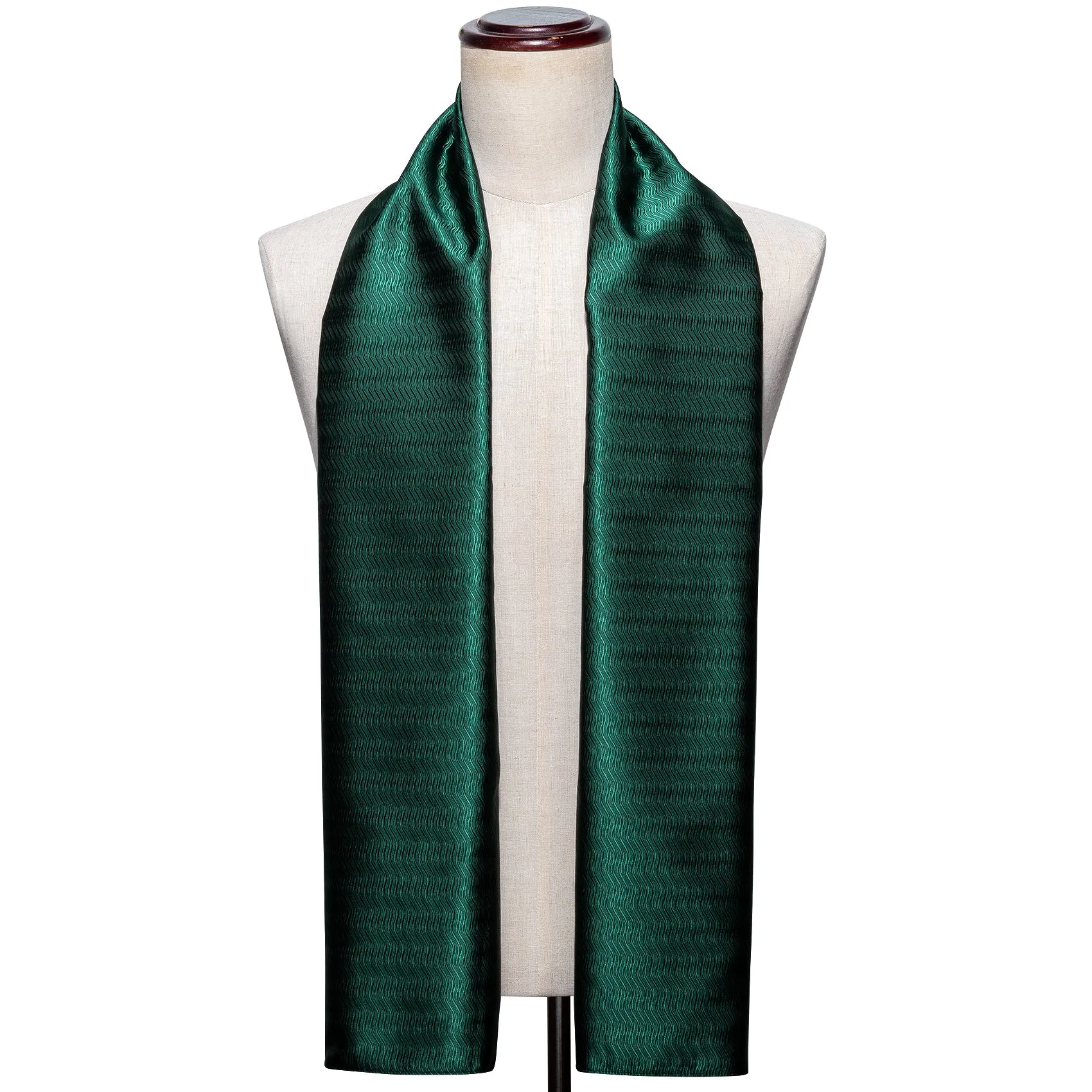 Ties2you Men's Black Green Striped Black Silk Jacquard Woven Scarf