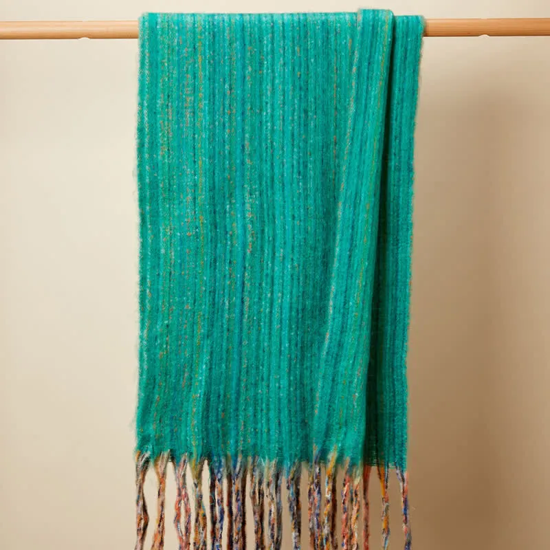 Unisex Bohemian Striped Multicoloured Fringe Scarf